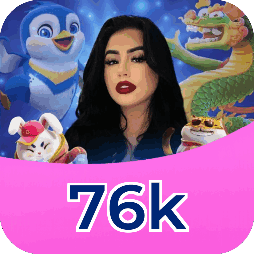 Interface do aplicativo 76k mostrando jogos disponíveis no iOS e Android